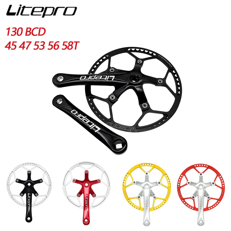 LP Litepro Bicycle Crankset 130 BCD Aluminum Alloy Hollow Inergrated 45 47 53 56 58T Bike Crankset Chainwheel for MTB Road Bike