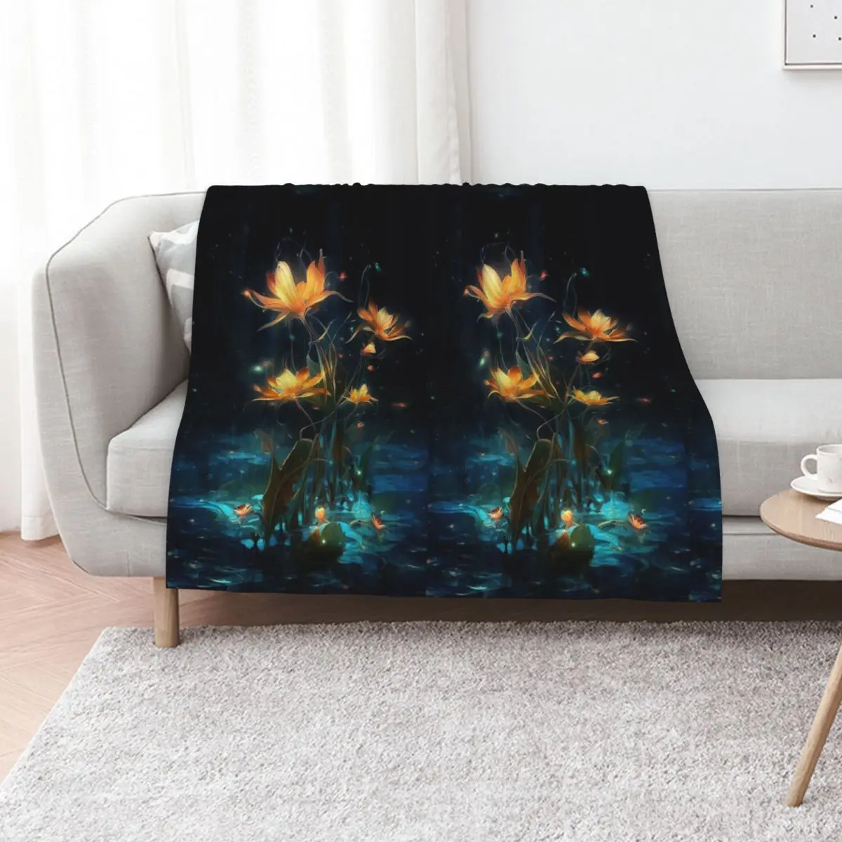 Flowers Lightning the Dark - Magical Glowings Flowers Throw Blanket Cute warm winter Furry Soft Beds Furrys Blankets