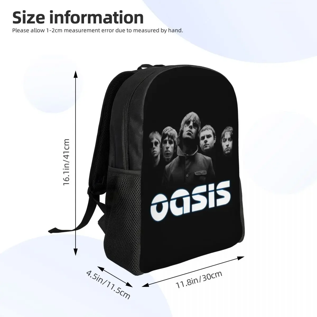 Custom 3D Print Oasis S Band Backpack for Boys Girls College School Travel Bags Women Men Bookbag Fits 15 Inch Laptop