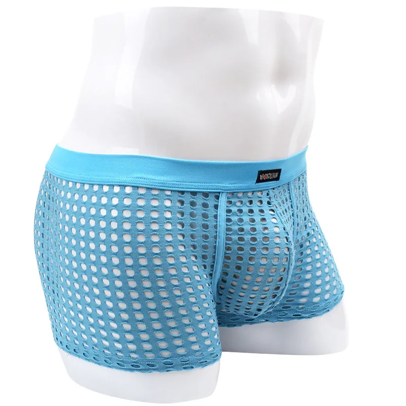 Transparent Sexy Boxers Underwear Men Mesh Erotic Boxershorts See Through Netted Pouch Underpants Male Gay Romantic Lingeries
