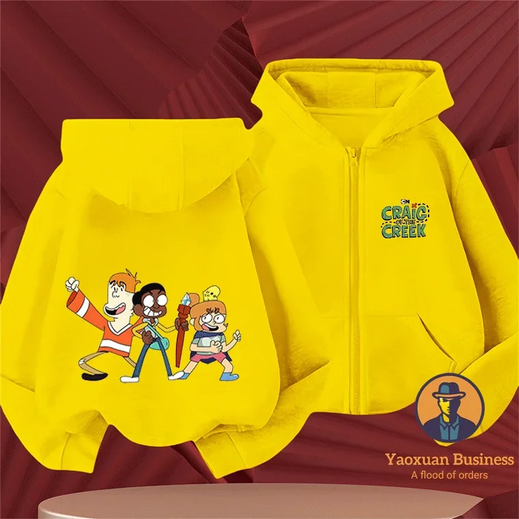 الحديثة كريج تاكر الفتيات الأطفال زمم هوديي لطيف الكرتون طباعة يندبروف الدافئة الخريف الشتاء جديد #6