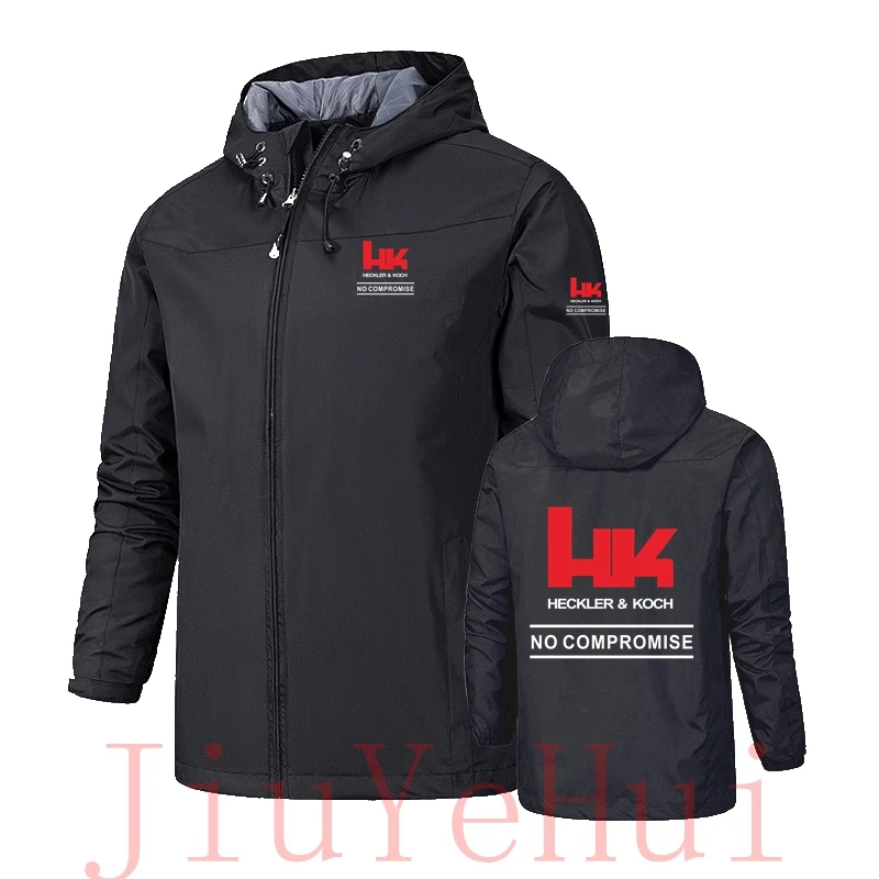 Heckler Koch HK Logo Men Windproof Jacket H&K MP5 G3 G36 USP Pistol Punisher XM25 Waterproof Mens Rainproof Coats Jackets