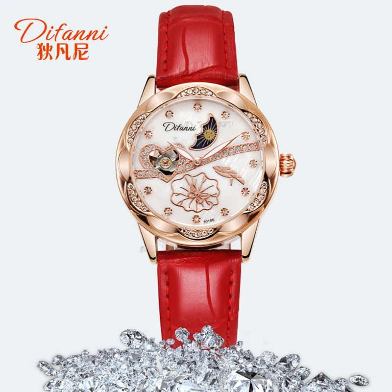 Woman Luxury Watches Automatic Mechanical Luminous Wrist Watch Lady Fashion Moon Phase Business Dress Bracelet Girls Gift Clock