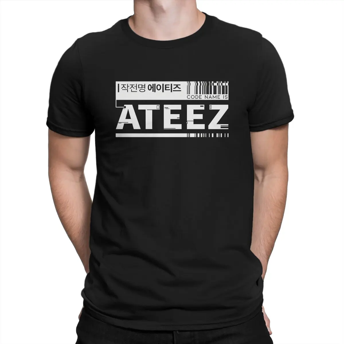 CODE ATEEZ T Shirt Men's  100% Cotton Creative T-Shirts Crew Neck Korean Men's Singing Group Ateez Tees Short Sleeve Clothing