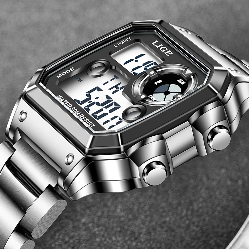 

LIGE брендовые мужские цифровые часы шоковые военные спортивные часы модные водонепроницаемые электронные наручные часы мужские Reloj Inteligente Hombre