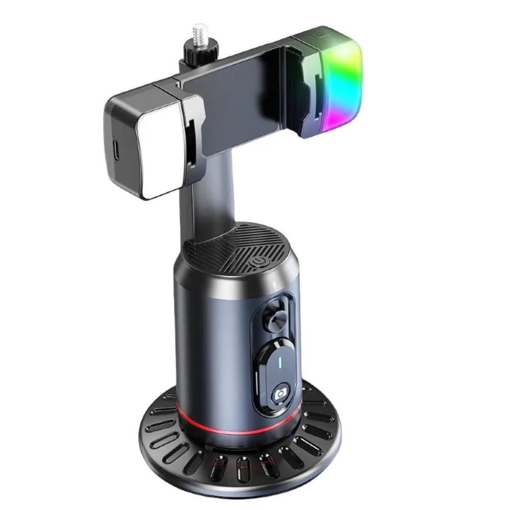 

Auto Face Tracking AI Smart Gimbal Tripod 360° Rotating with Fill Light Phone Holder Gesture Control Bluetooth Remote