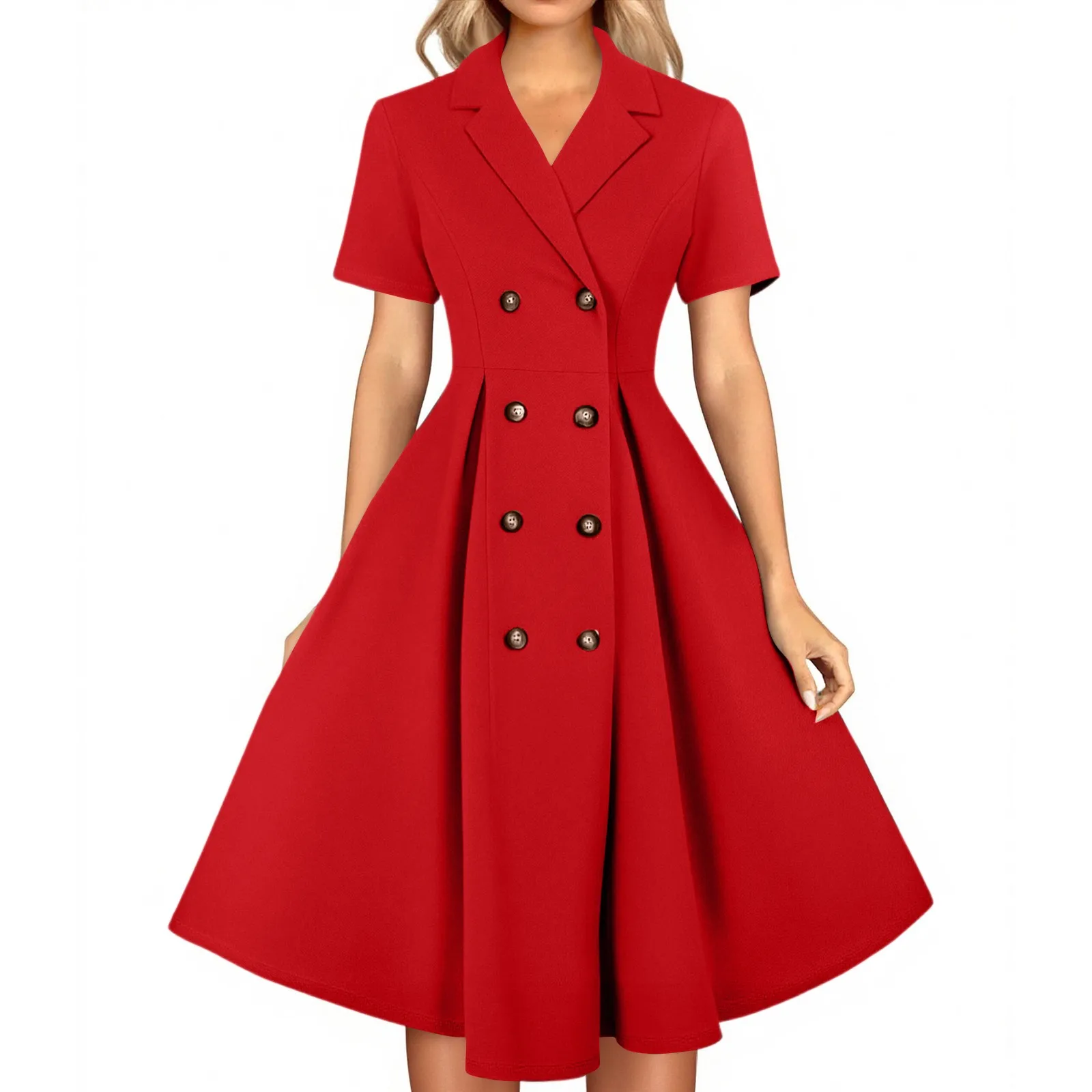 في الهواء الطلق خمر عالية الخصر التلبيب فستان المرأة قصيرة الأكمام بلون فستان أنيق المرأة خمر الصيف موضة فستان الأعمال