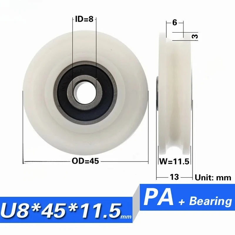 الفتحة الداخلية 8mm608 بكرة تحمل مطلية بالبلاستيك على شكل حرف U