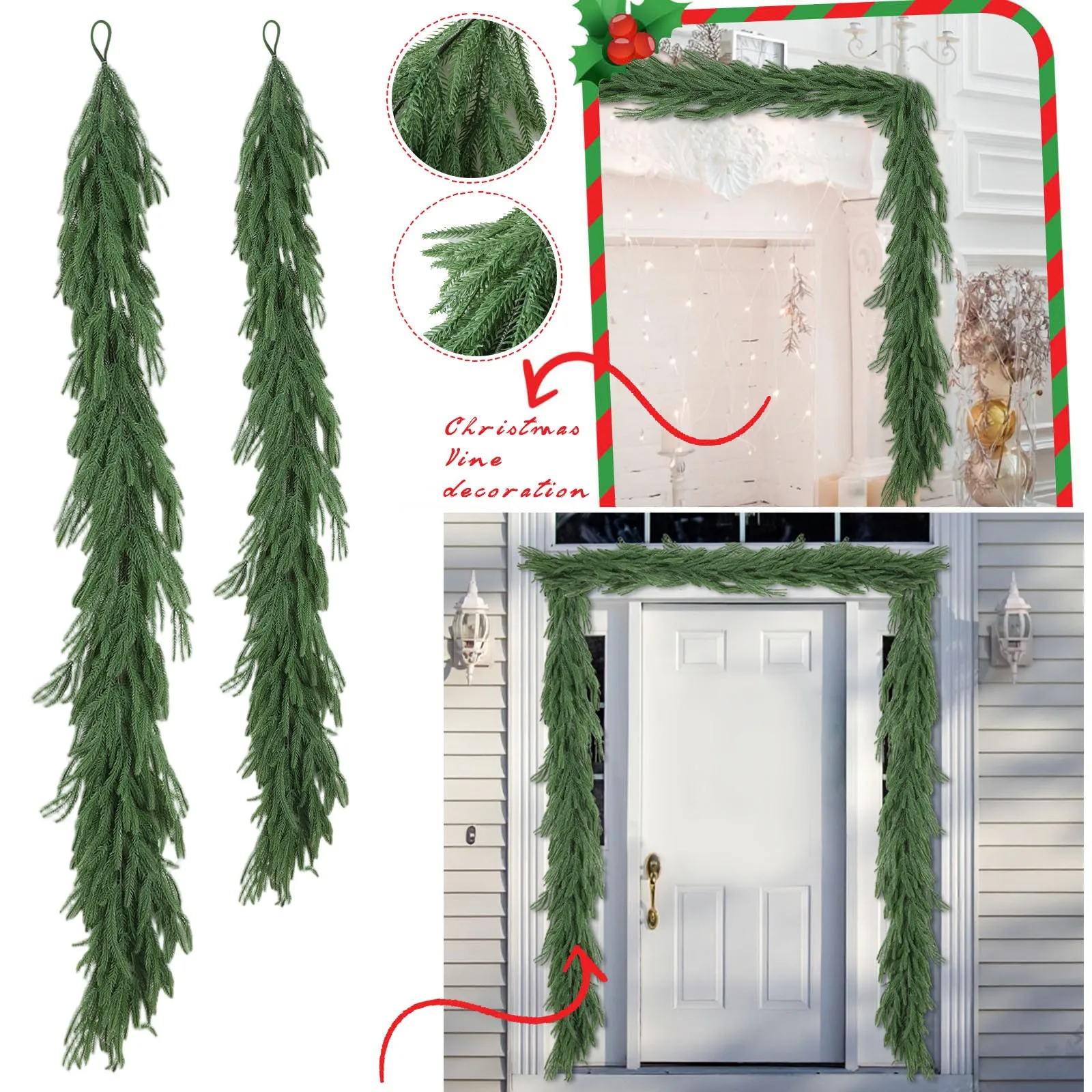 

Праздничная сосновая гирлянда, реалистичная искусственная сосновая гирлянда Norfolk для рождественского декора, искусственная зелень в помещении и на открытом воздухе для камина