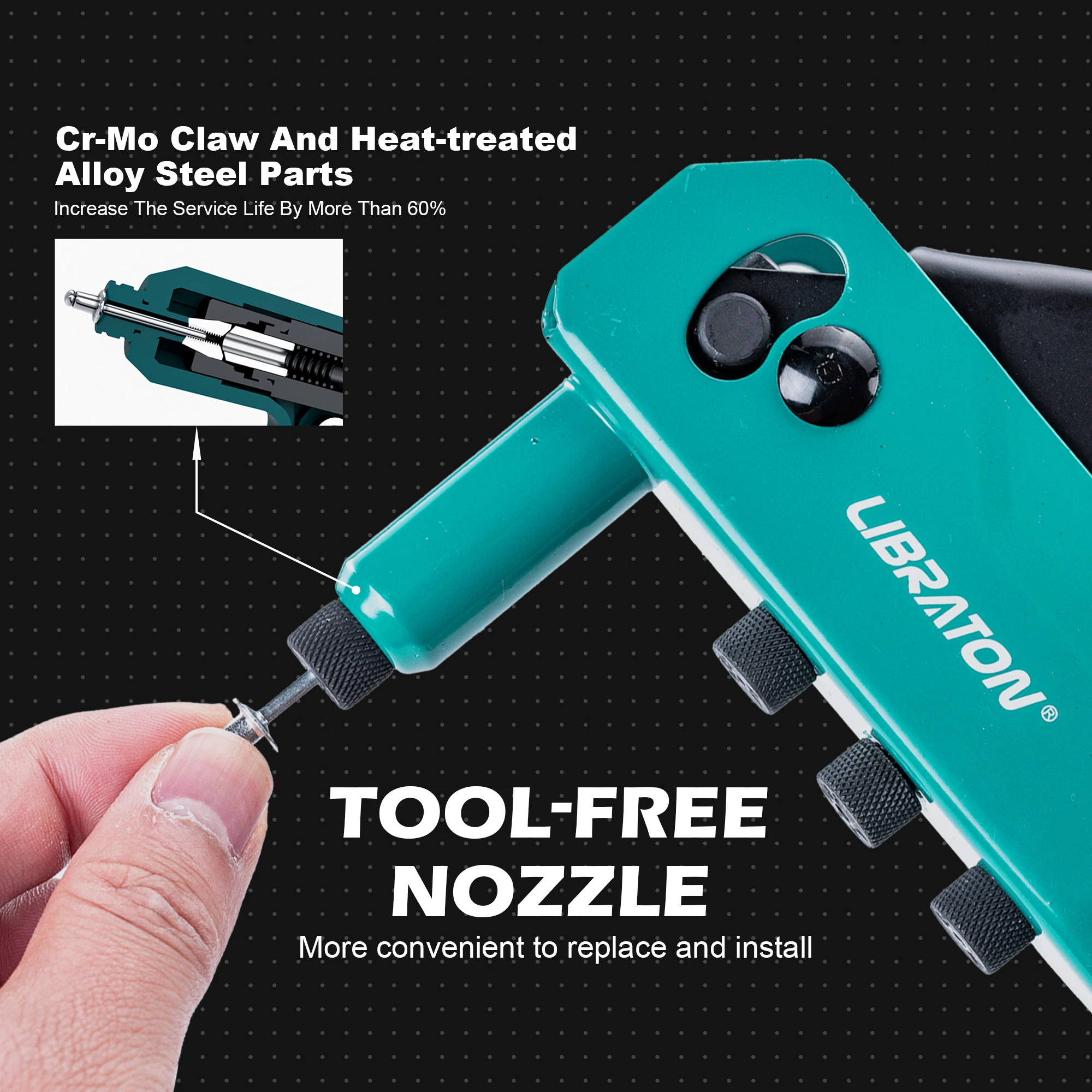 Rivet Gun Kit Heavy Duty Riveter Set Pop Rivet Gun 120Pc Blind Rivet Professional Hand Riveter Hand Tool Rivet Tool for Metal