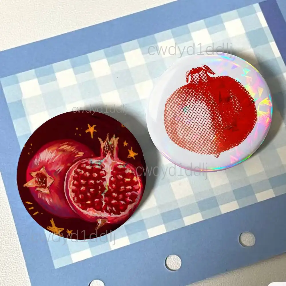 Fruit Pomegranate Painting Badge Handmade Button Brooch for Backpack Hat Shirt Accessories Gifts