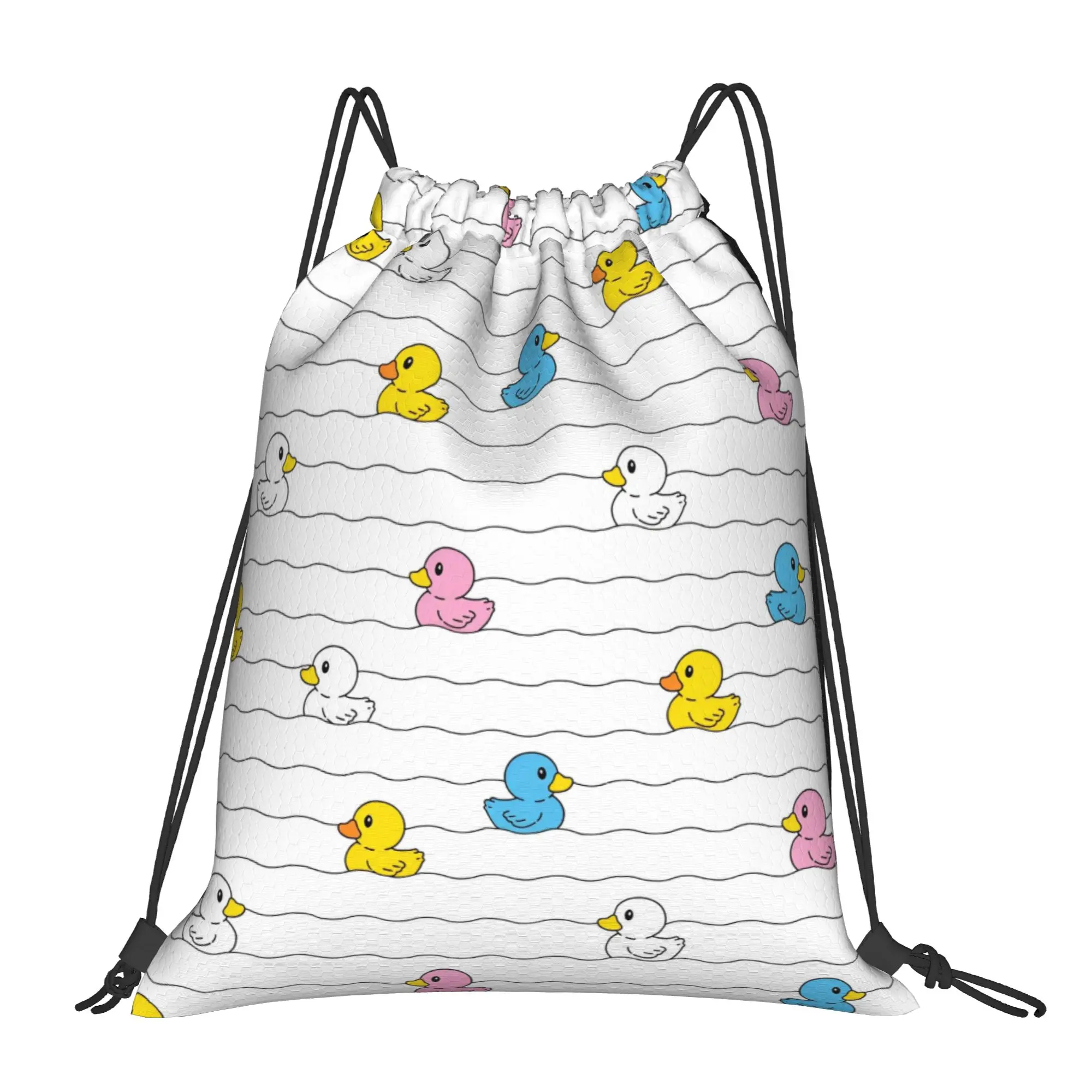 Cute Duck Cartoon Bag Drawstring Backpack Sports Gym Sackpack Water Resistant  String Bags for Running 36cm (W) x 43cm (H)