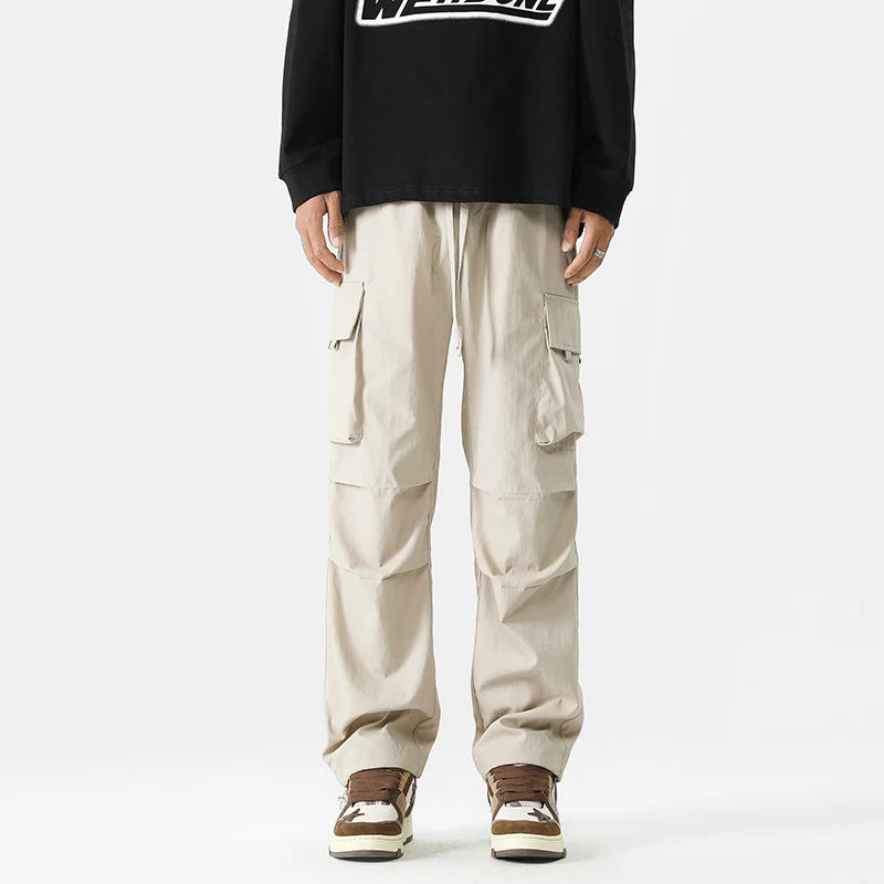 【Mirrordust】 Pantaloni lunghi casual da lavoro da uomo autunnali Pantaloni cargo con tasche grandi funzionali dritti elasticizzati