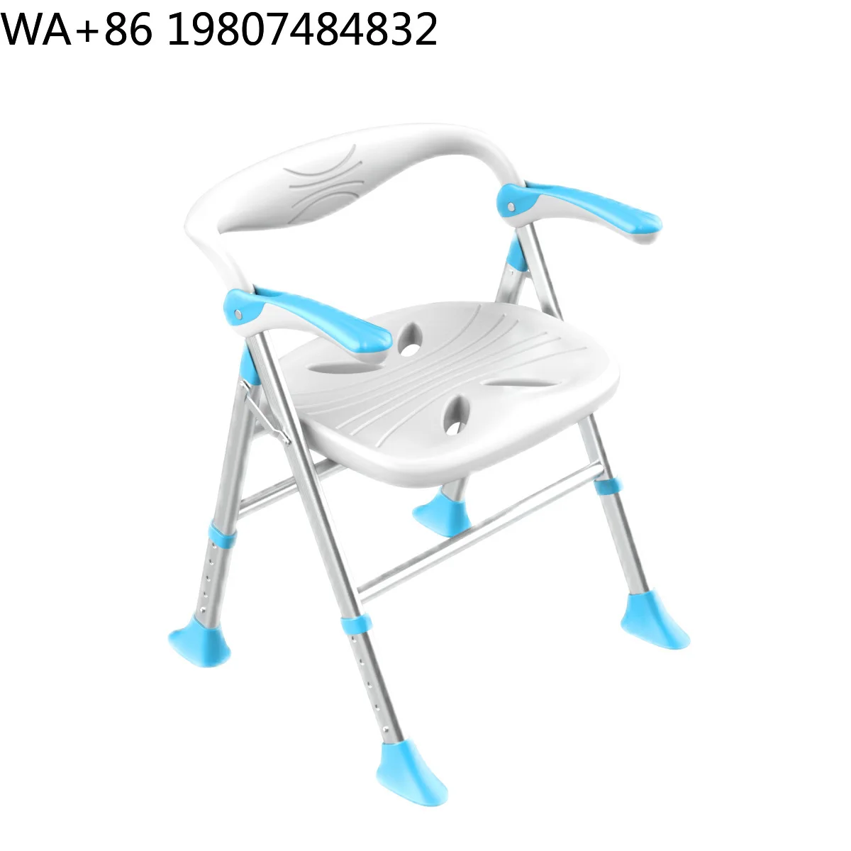 Fold Adjustable Backrest Shower Stool Lightweight Compact Anti-slip Max 150KG Load Safe Auxiliary Seat For Elder Disabled