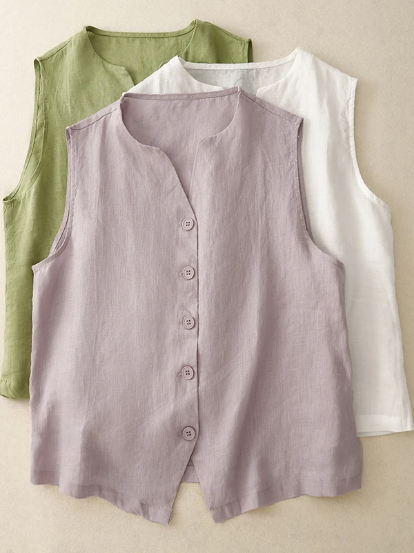 

Хлопковый льняной жилет в стиле ретро, женский летний свободный повседневный дизайн, льняная майка с v-образным вырезом, тонкая модель