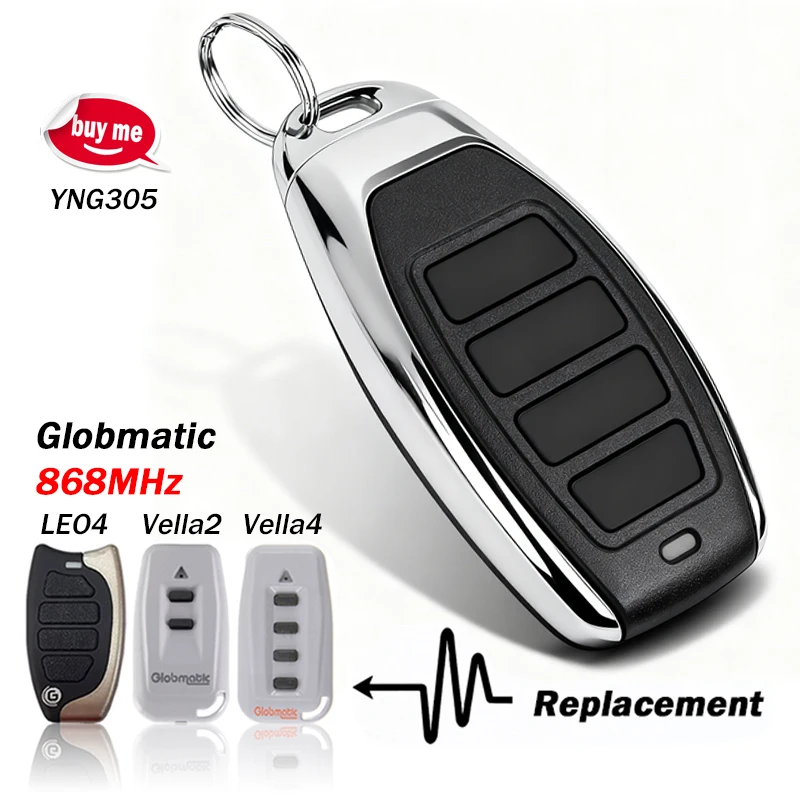 

Совместимость с пультом дистанционного управления Globmatic Vella LEO Vella2 Vella4 для гаража/ворот на 2/4 канала, ручной передатчик Globmatic 868 МГц