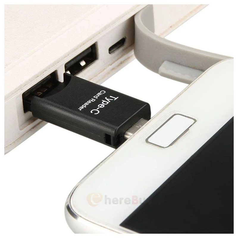 USB 2.0 Tipo C para Micro-SD TF Card Reader Adapter para PC e Celular, 2X