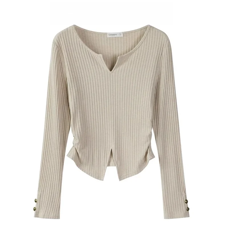 

Snow White Women's Slim Fit Short Sleeve Long Shirt Autumn Winter Fashion Regular Shoulder Ladies Top Quality Ladies Knitwear