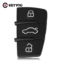 KEYYOU 3 Buttons Replacement Car Key Rubber Button Pad For Audi A3 A4 A5 A6 A8 Q5 Q7 TT S LINE RS Flip Remote Key Shell Case