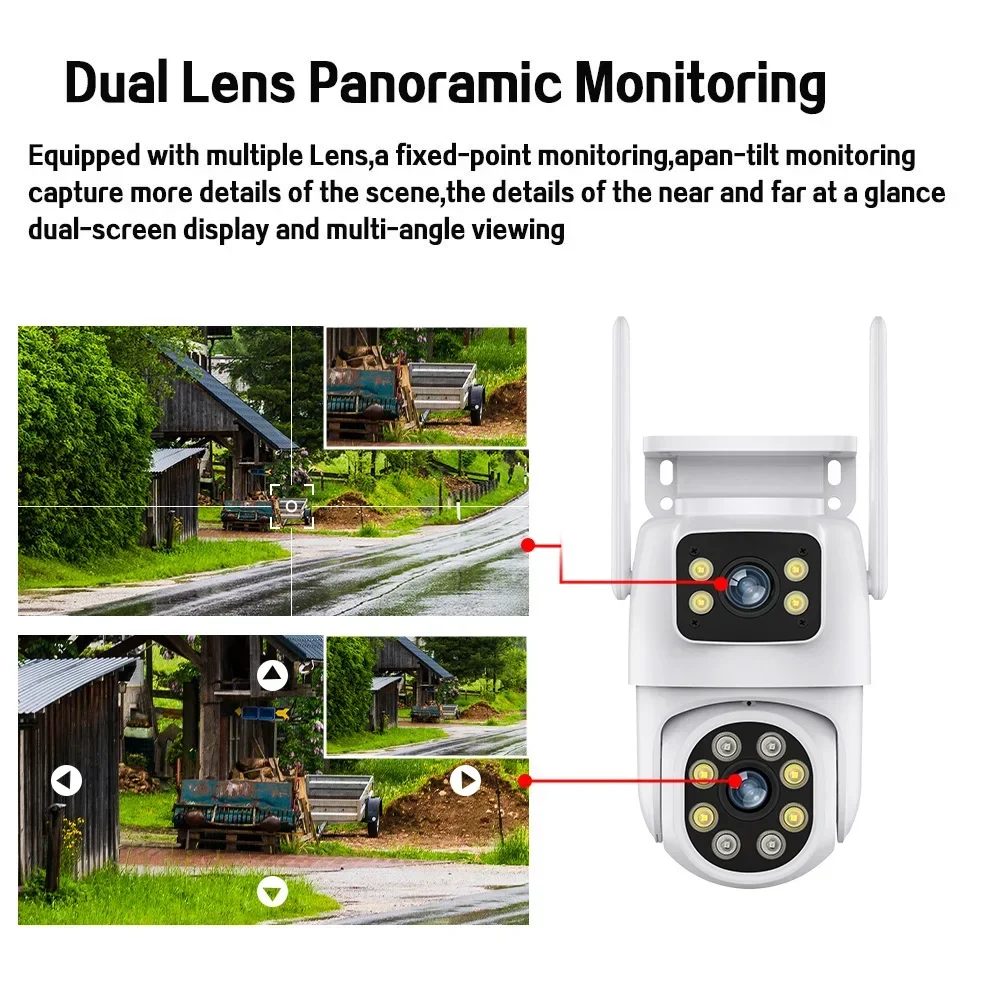 

4K Dual Lens Wireless CCTV Camera Security System Kit 4 Channel Outdoor Waterproof Wifi PTZ Camera Video Surveillance Set 4CH