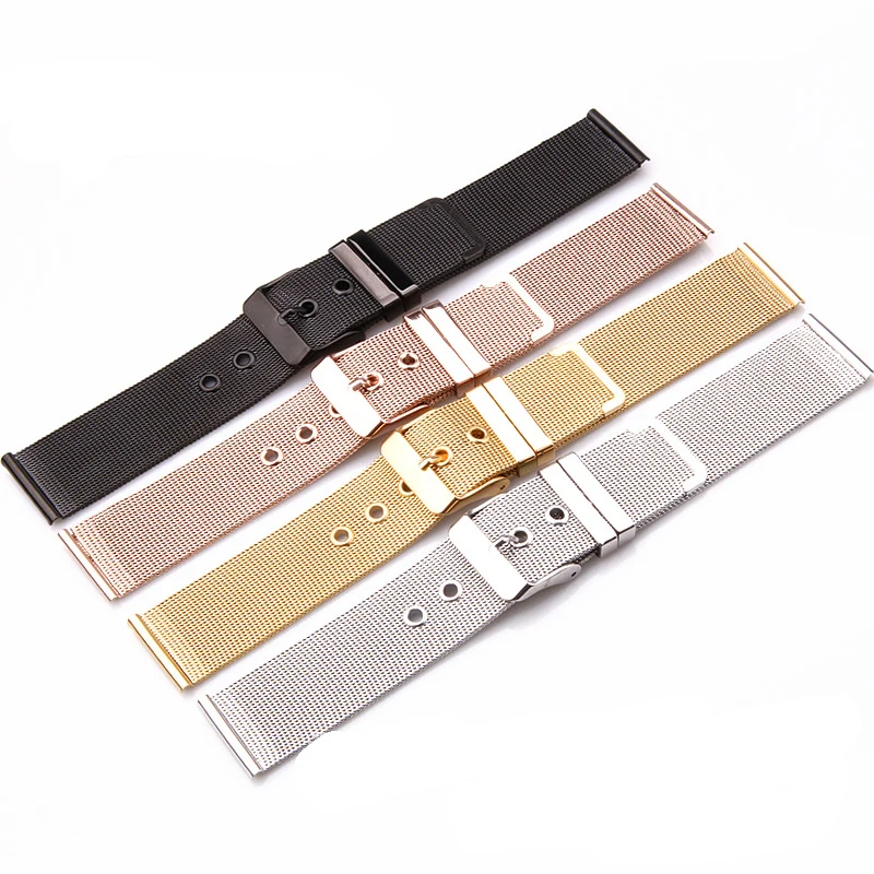 Ultra thin metal  watchstrap Milanese Stainless Steel Watchband 10mm 12mm 14mm 16mm 18mm 20mm 22mm Slender mesh woven mesh strap