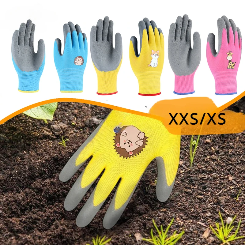 Kids Durable Waterproof Garden Work Gloves Non-Slip Children Safety Yard Work Gloves Portable Garden Supplies Gardening Gloves