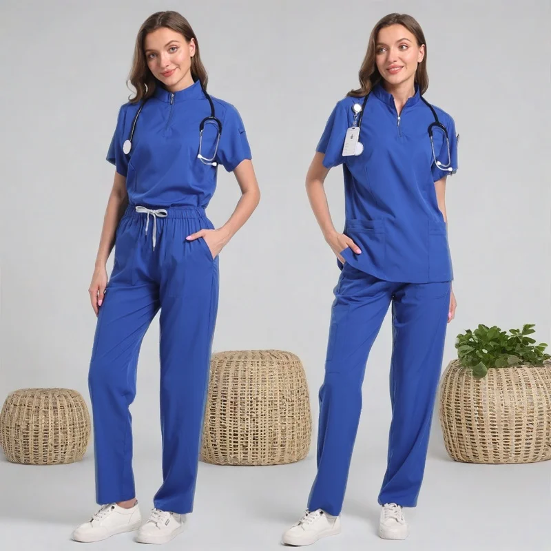 Toptan Scrubs Üniforma Setleri Tıbbi Fırçalama Streç Takım Sağlık Hemşirelik Makaleleri Unisex Cerrahi Üniformalar Kadın Erkek Üniforma