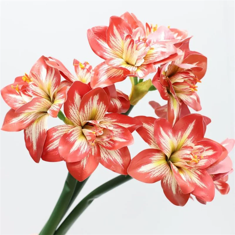 6Pcs Faux Barbadoslily Hippeastrum Vittatum for Wedding Accessories Decoration Material Artificial Single Stem Gentleman Orchid