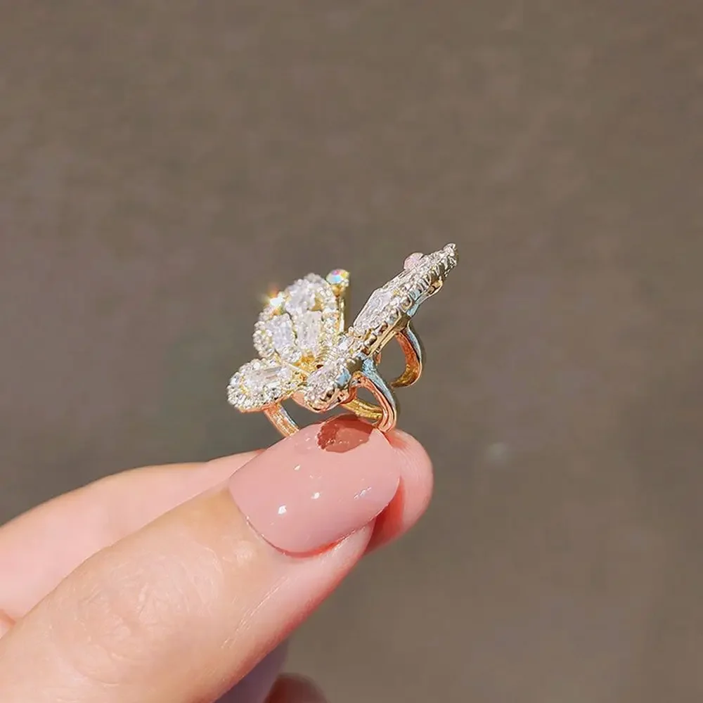 Summer Small Rhinestone Butterfly Hair Claws Hairpin Cute Pearl Grabs Metal Hair Clip For Women Sweet Accessories