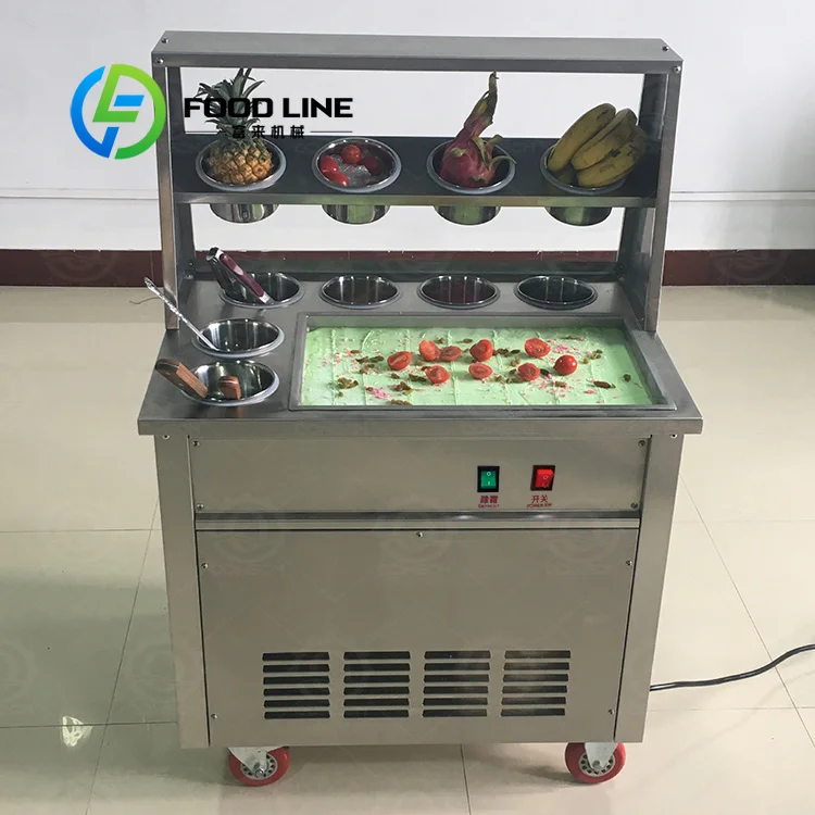 

Commercial Thai Ice Cream Roll Maker Stable Cooling System Support Various Fruit Jam Flavors Hand Rolled Ice Cream Production