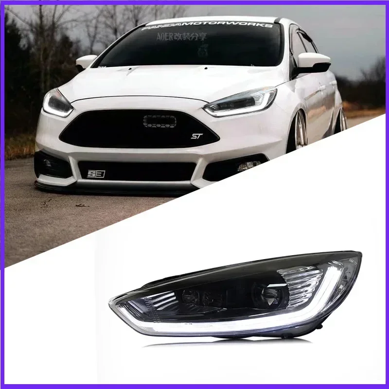 

Автомобильные светодиодные фары в сборе для Ford Focus 2015-2018, авто противотуманные фары DRL, стоп-сигнал, указатель поворота, Plug and Play