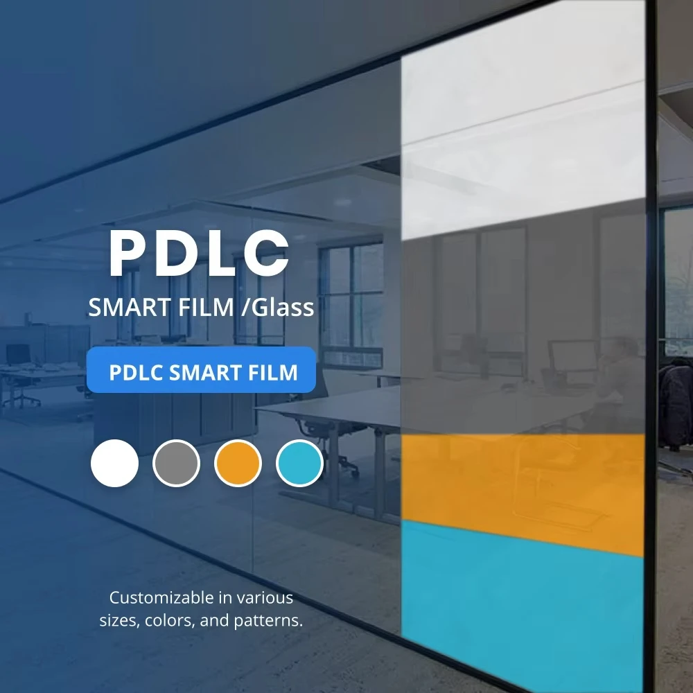 Smart Film Glass Sample 88% 84% 91% White Orange Blue Grey Switchable Control Color PDLC Film Spot