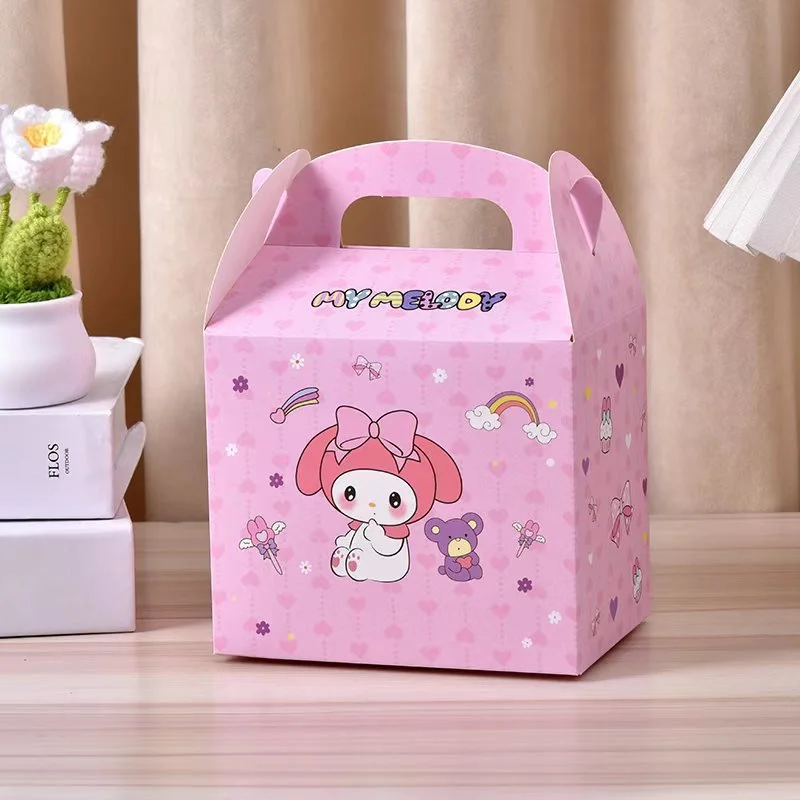 Sanrio Anime Childrens Birthday Party Gift Box Kuromi Cartoon Print Pattern Cinnamoro Candy Box My Melody Snack Bag Gift Bag