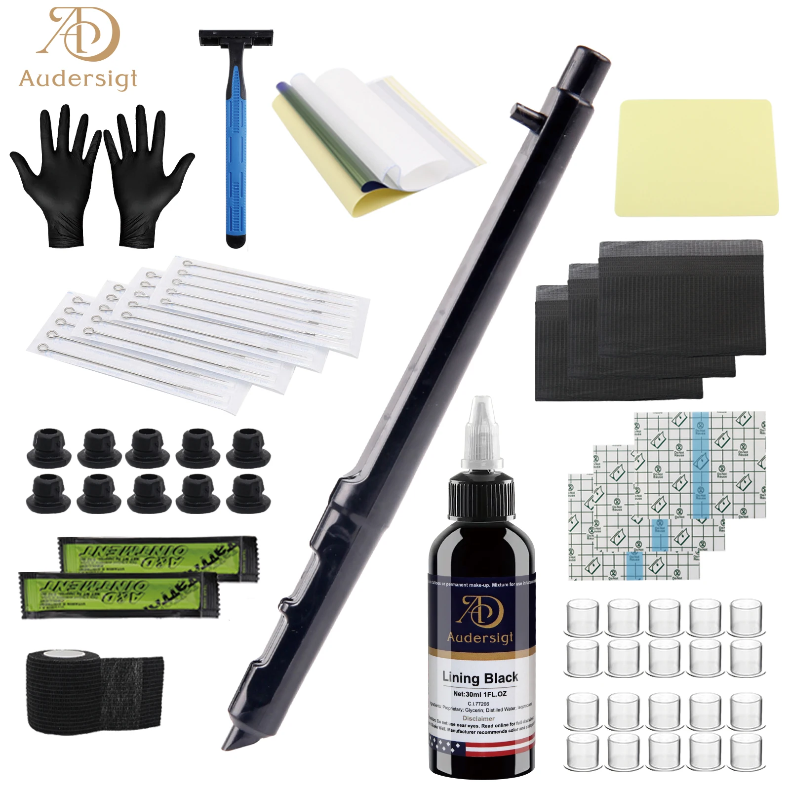 

Набор для татуажа Audersigt Hand Poke and Stick с чернилами, иглами и аксессуарами для боди-арта, для начинающих практиков татуажа методом Hand Poke Stick