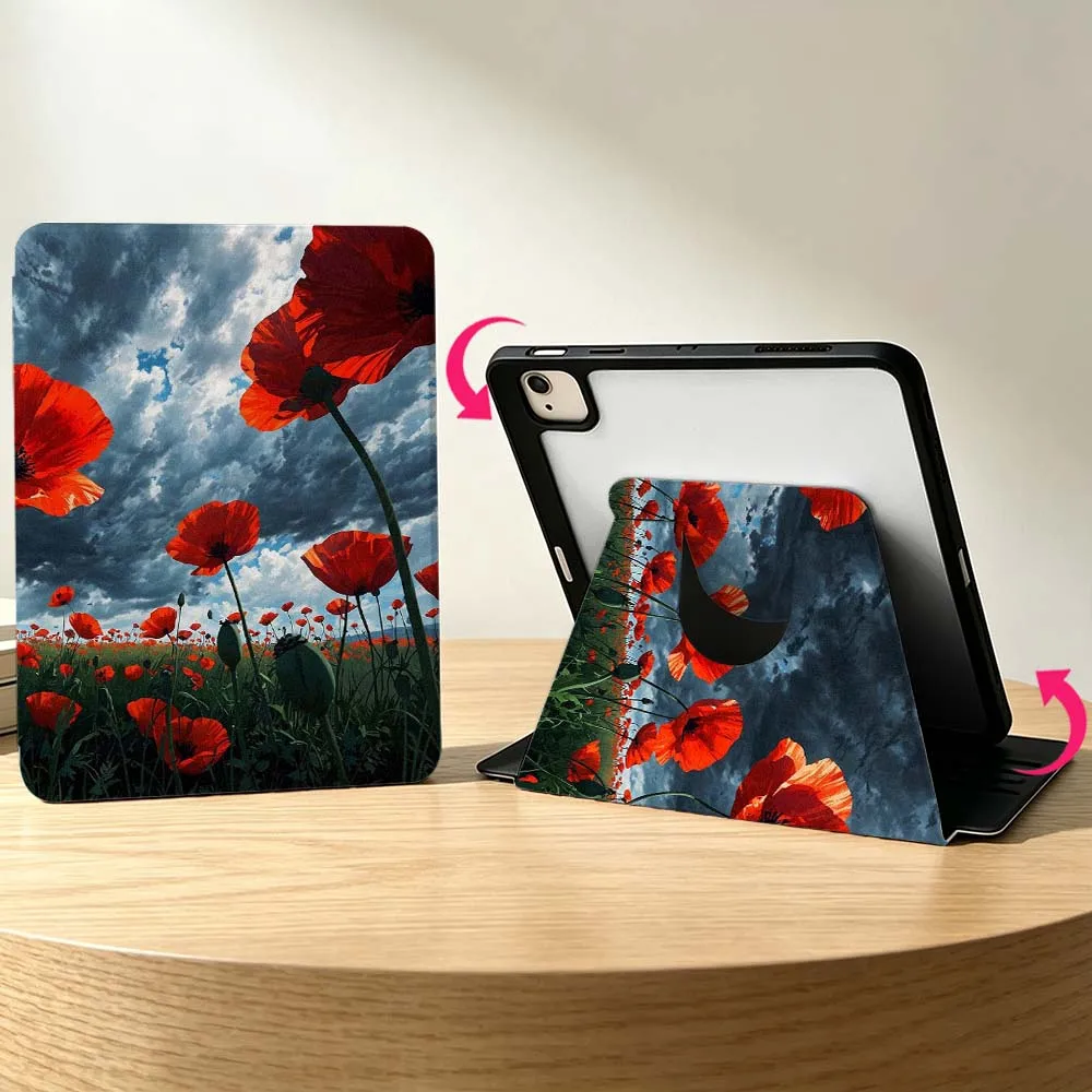 Natural Floral Pattern For Samsung Galaxy S11 S10 S9 S8 S7 S6 A11 A9 A8 A7 Lite Plus Ultra 360° Rotation Tablet Case Soft
