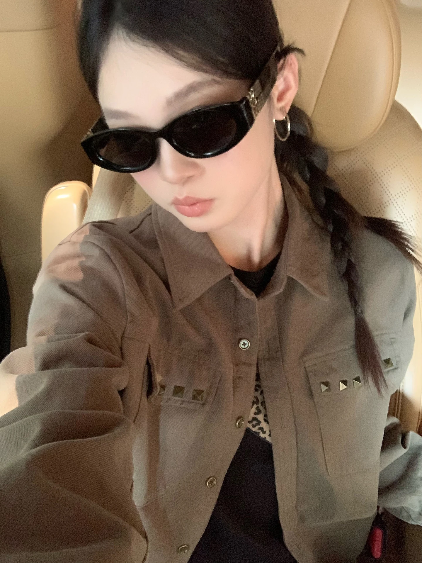 Loose Women's Military Green Cotton Shirt Jacket Washed Design Sensation Super Beautiful Top Szeung Ning Autumn New Style