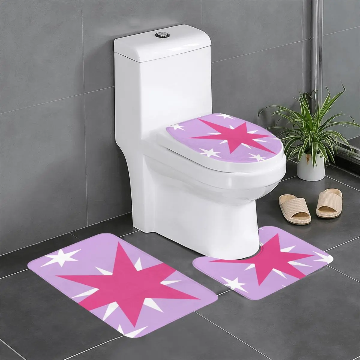 

Custom My Little Horse Animated Girl Pony Friends 3 Piece Bathroom Rugs Set Non Slip Toilet Bath Mat Sets