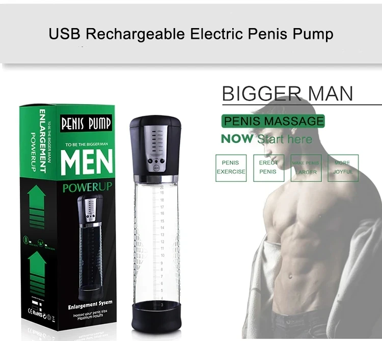 LED Penis Enlarger Pump Powerful USB Automatic Rechargeable Penis Pump Device Pro Extender Enhancer Enlargement Sex Toys for Men