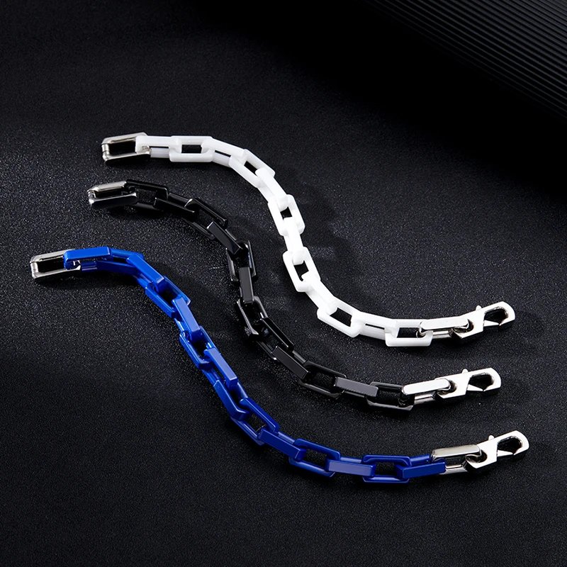 

Ceramics Bracelet For Men Punk Cable Link Chain Women Hip Hop Fashion Jewelry Accessories Wrist Box Chains 12MM Wide Wholesale