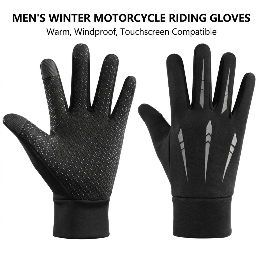 Thermal Riding Gloves Windproof Motorcycle Gloves for Winter Cycling Men Women Touchscreen Waterproof Fleece Warm Gear