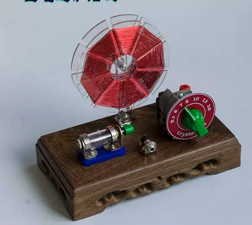 Chicken wing wood wooden table with double baskets, decorative wire loops, movable ore machine, radio