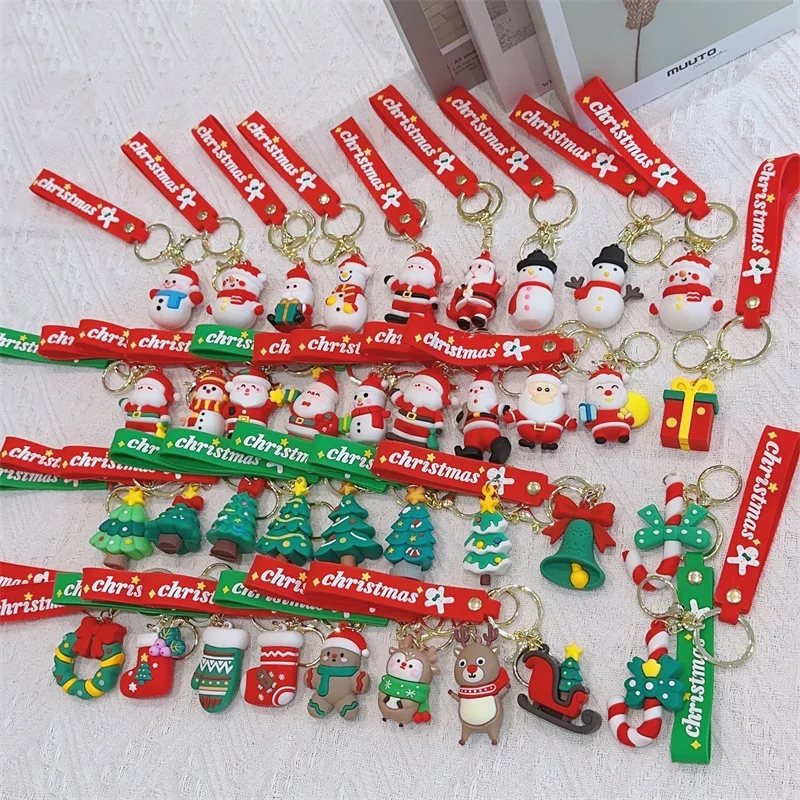Christmas Gifts Silicone Keychain Christmas Tree Snowman Accessories Pendant Cute Soft Glue Doll Cute Key Rings Jewelry Gifts