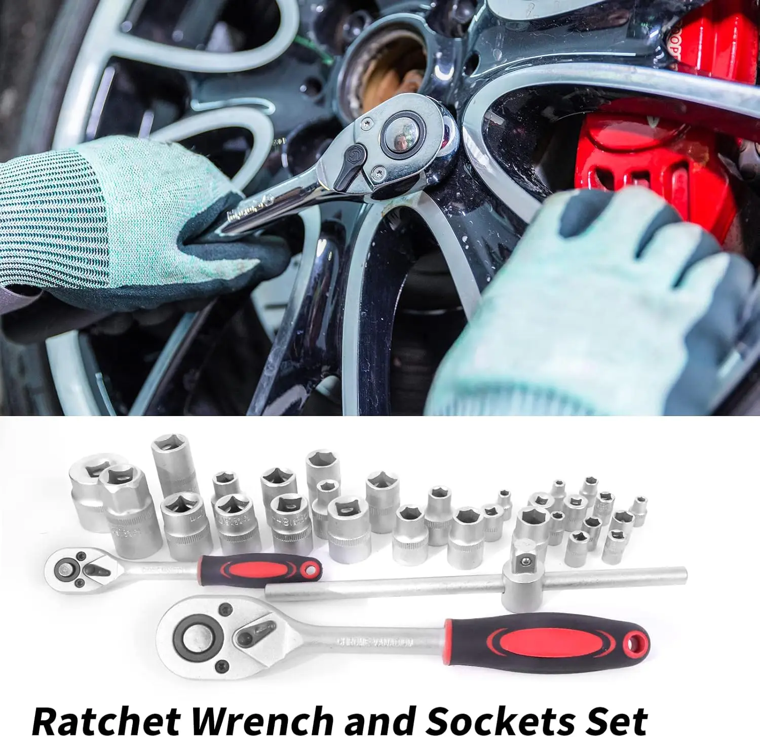 Tool Box with Tools, Kit with Rolling Box, Complete Box Set,Household Set, Aluminum Trolley Case Set