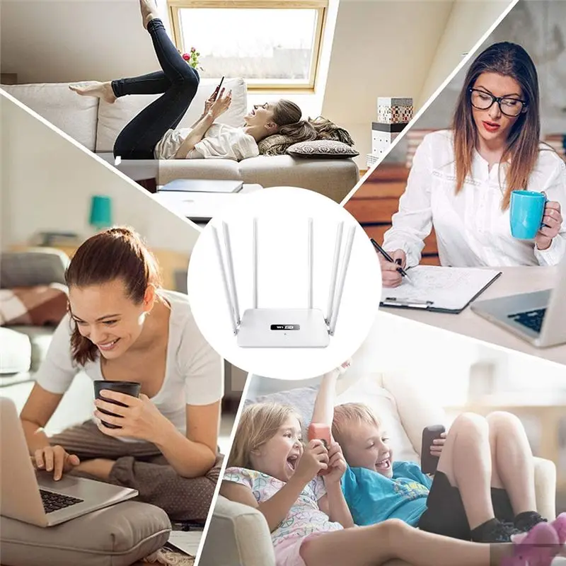 N86R 6 Antennas WiFi Router Wireless Router 2.4G 300Mbps AP/ Mode Wifi Repeater 6 High Gain Antennas for Company(US Plug)