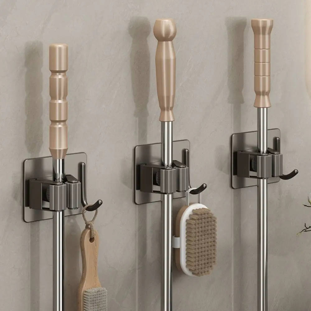 

2Pcs Waterproof Stainless Steel Mop Holder Space Saving No Punching Mop Clip Rack Rust-Proof Multi-Purpose Mop Storage Clamp