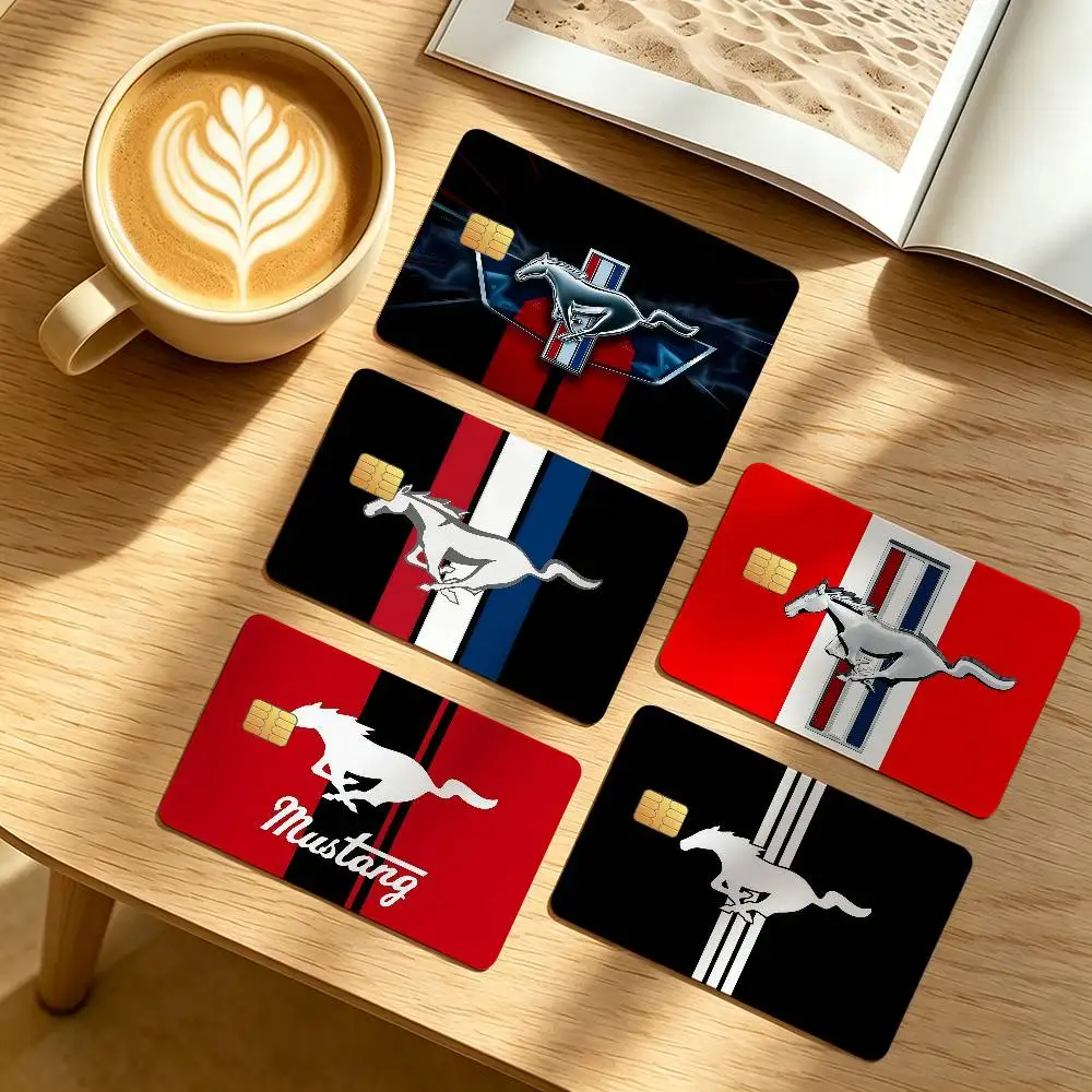 Fashion F-Ford-ES Car M-Mustang-ES Credit Card Public Transportation Cards Protective Sticker Waterproof Face Decoration 4PCS