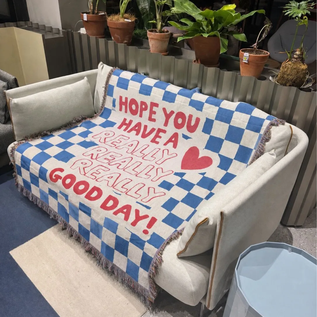 Hope You Have a Really Good Day Healing Checkerboard Blue Style Blanket for Comfort And Relaxation