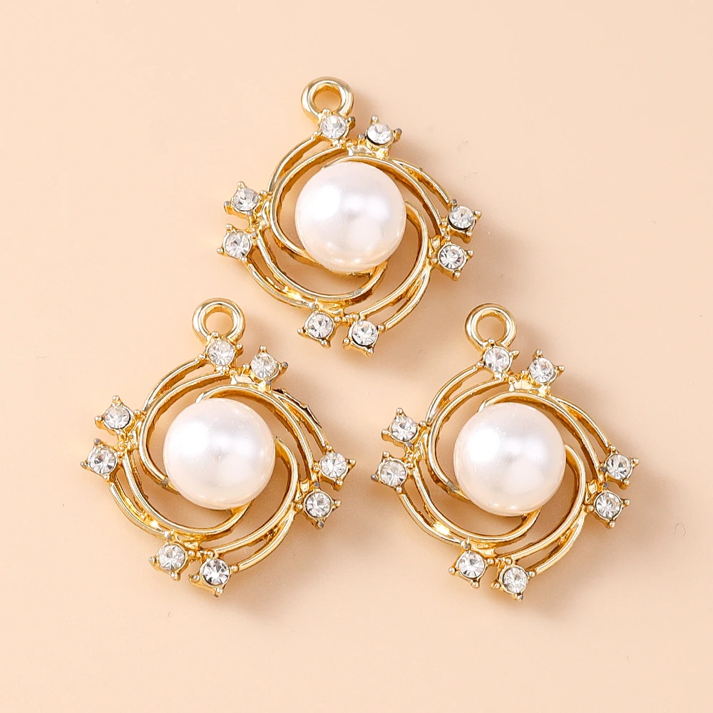 10 Stück 21*25 zierliche Perle Kristall Blumenkranz Charms für Schmuck handgemachte DIY Anhänger Halsketten Ohrringe Zubehör – Detail 6