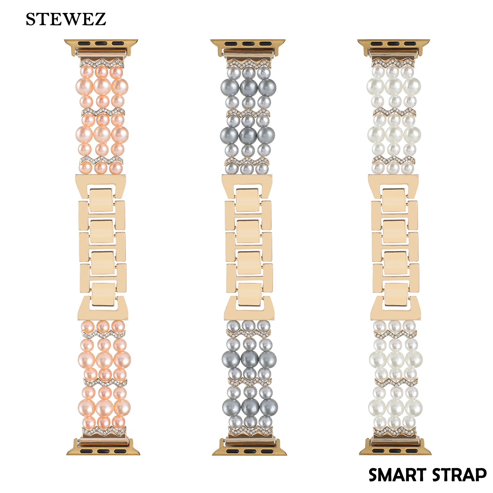 Pearl Strap for Apple Watch Band Creative Beading Bracelet Steel for Series987654SE Ultra Women Iwatch40 44mm Fine Jewelry Wrist