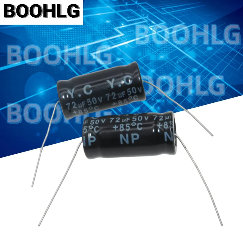 5PCS 72uf 50v YC Horizontal Axial Non-Polar Audio Frequency Divider Capacitor 50v 72uf 16X33mm